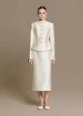 Blanc Taffeta Midi-skirt